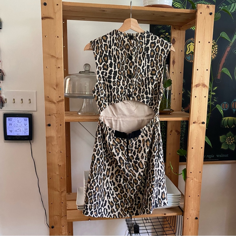 Alice & Olivia Leopard Print Coco Cutout Mini Dress 4 - Picture 5 of 16